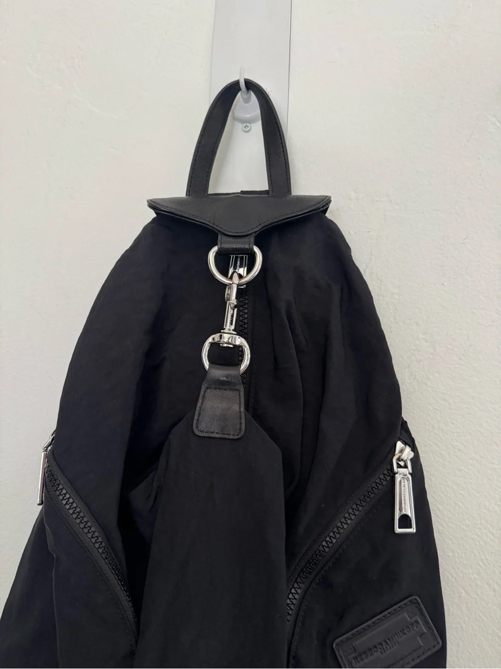 Rebecca Minkoff Black Nylon Mini Julian Convertible Backpack Minimalist